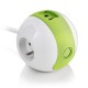 Multiprise design compacte et mobile WATT'BALL blanc/vert anis