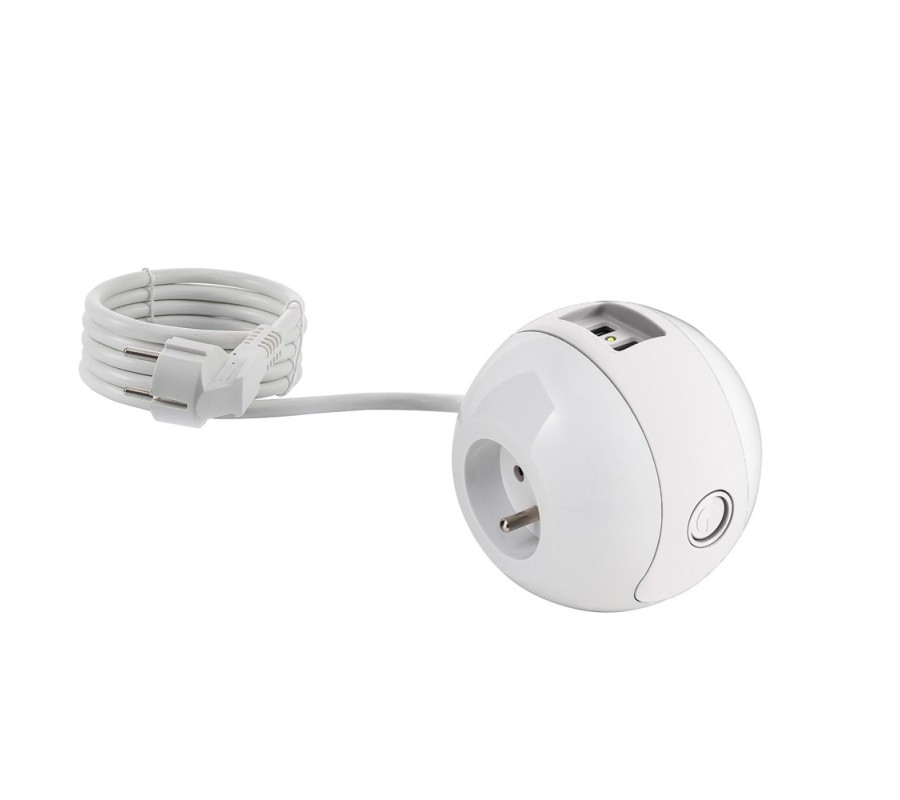 Multiprise design compacte et mobile WATT'BALL blanche