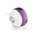 Multiprise design compacte et mobile WATT'BALL blanc/turquoise