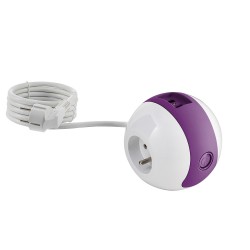 Multiprise design compacte et mobile WATT'BALL blanc/violet