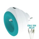 PRISE AVEC PORT USB REVERSIBLE BEWATT BLANC/BLEU