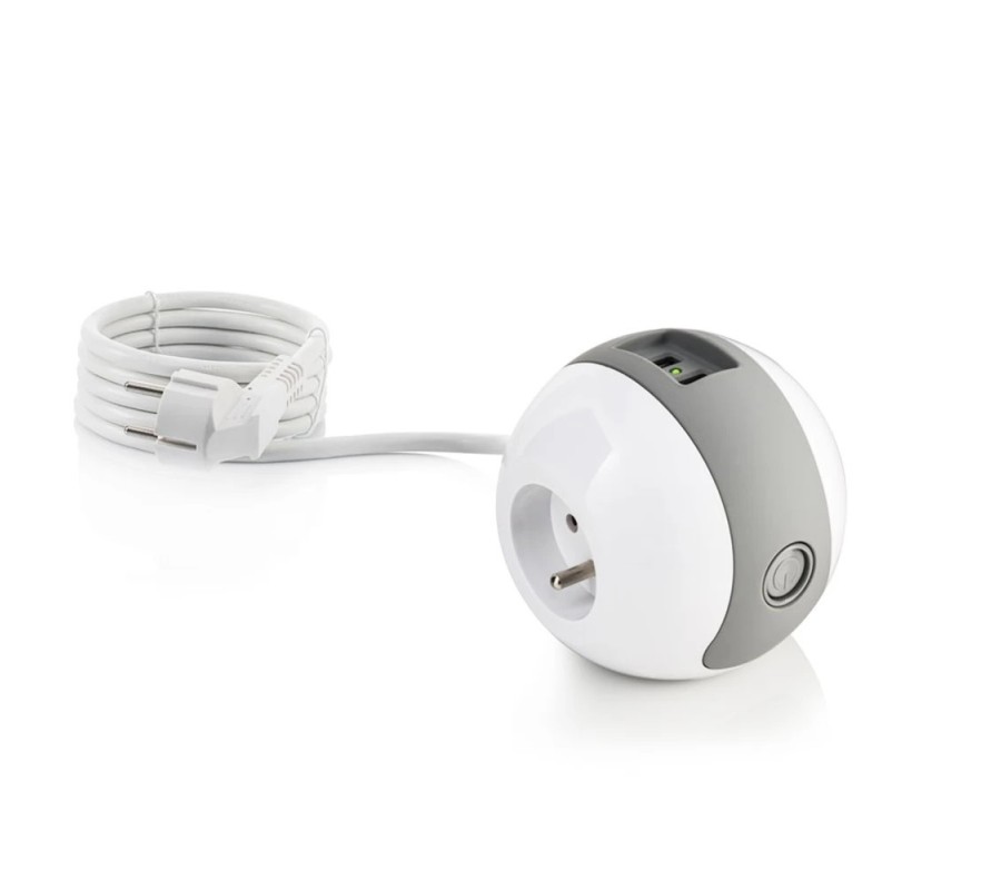 Multiprise design compacte et mobile WATT'BALL blanche
