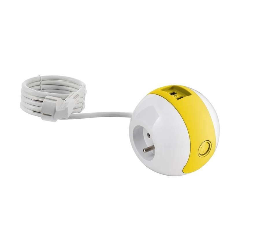 Multiprise design compacte et mobile WATT'BALL blanche
