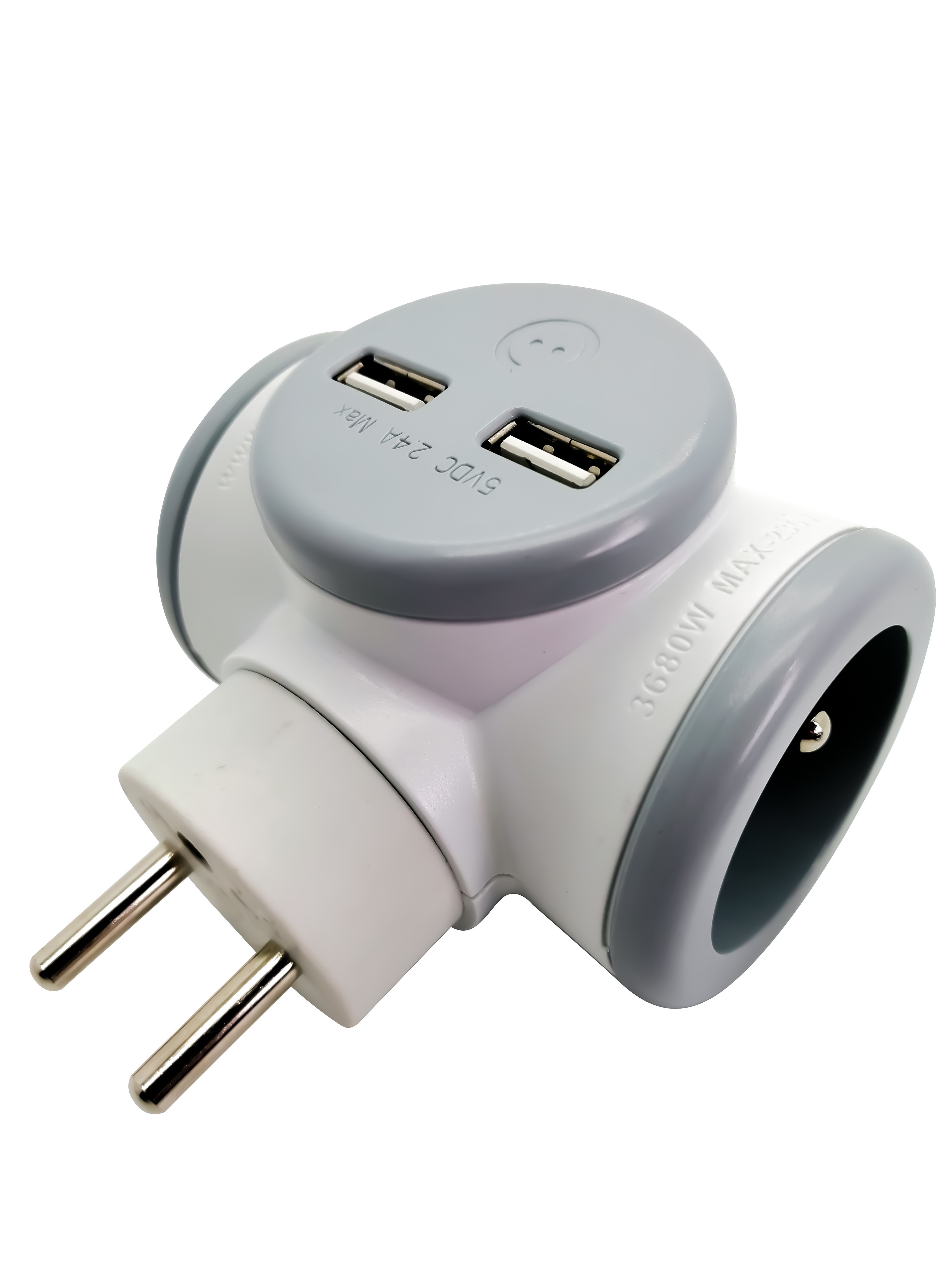 Les produits   Enrouleur et rallonge - Biplite 16A + chargeurs  USB A+C blanc/gris bolea
