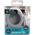 PRISE AVEC PORT USB REVERSIBLE BEWATT BLANC/BLEU