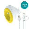PRISE AVEC PORT USB REVERSIBLE BEWATT BLANC/BLEU